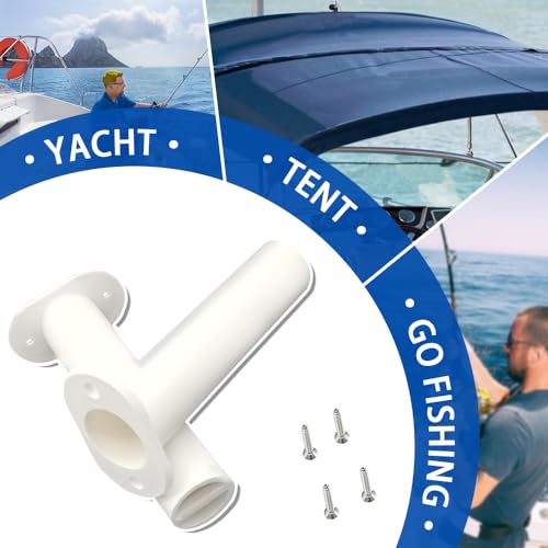 Fishing Rod Holder Plastic with UV 90 Degree Flush Mount 2PCS for Yacht and Boats - style: White