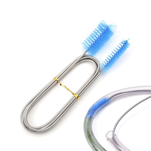 Flexible Double-Ended Pipe Cleaning Brush 1pc - 78.74in Air Tube Hose Cleaner, Aquarium Accessory for Tank & Filter, Nylon Bristle Reach Tool