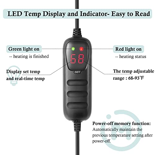 HITOP Compact Submersible Aquarium Heater -300W Digital Heater for Fish Tank/Turtle Tank, for Saltwater and Fresh Water with Temperature Controller - size: (45-75Gal) 300W