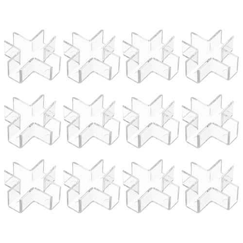 uxcell 12Pcs Plastic Glass Connector, Suitable for 10mm Thick Cross Shaped Glass to Glass Clamp, Fixing Bracket Rimless Clip Holder for Aquarium Fish Tank Display Shelves, Transparent - color: Transparent, size: 10mm