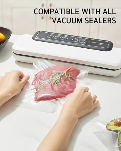 Syntus 8" x 150' Vacuum Sealer Bags for Food with Cutter, Vacuum Sealer Bags Roll Keeper BPA-free Heavy-duty Commercial Grade for Food Storage, Meal Prep and Sous Vide - size: 8" x 150'