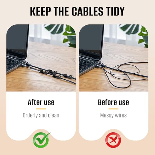 50 Pcs Self Adhesive Cable Clips,Upgraded Cable Management with Screw Hole,Strong Cord Organizer for Under Desk,Car,TV PC,Christmas Light Indoor/Outdoor-Black S - color: black, size: S(Fit 0.12-0.2in)