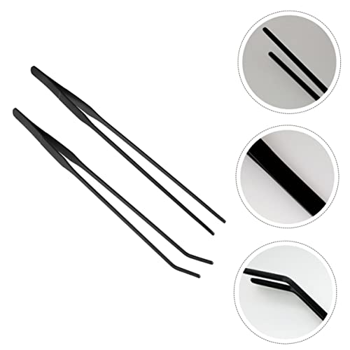 Yardwe Aquarium Scissor Tweezers Tongs Set 2pcs Cleaning Tools for Aquatic Plants Fish Tank Safe Stainless Steel Material