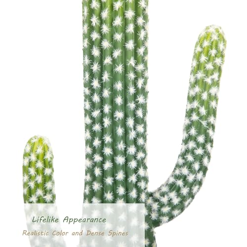 33 Inch Tall Realistic Cactus Plant Artificial with Plastic Woven Planter Decoration Indoor, Lifelike Fake Cactus Plant for Home Office Garden Store Porch Patio Decor. - size: 33 Inch-2Pcs