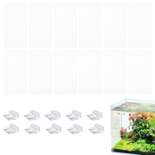 12 Pack Transparent Acrylic Tank Lid with Clips, Aquarium Lid Hood, Fish Tank Top Cover, Breeder Tank Lid, Acrylic Grid Panel Fish Tank Lid, Aquarium Cover Lid - color: Transparent, size: 12 Pacs