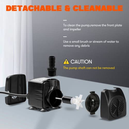 Simple Deluxe 400 GPH Submersible Water Pump with Adjustable Intake, 30W durable fountain water pump for Fish Tank, Hydroponics, Fountains, Ponds, Aquariums - size: 400 GPH (Adjustable Intake)
