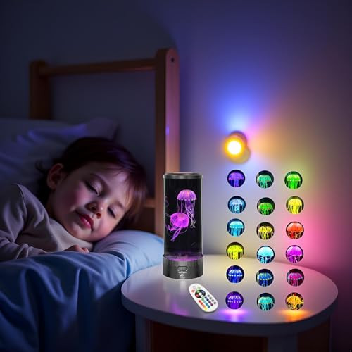 Lightahead Large Round LED Jellyfish Lamp – 18 LEDs with Vibrant Color-Changing Effects – The Ultimate Sensory Fake Aquarium for Decoration, Autism, ADHD, Stress & Anxiety Relief – Ideal Gift (Large) - size: Large (14 Inches Tall)