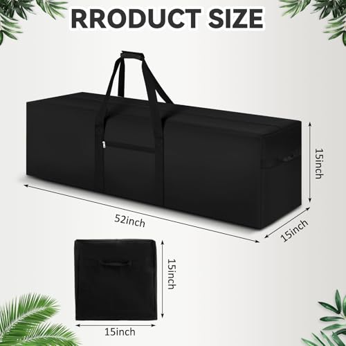 52 x 15 x 15 Inch, 190 L Extra Large Duffle Bag Camping Tent Storage Bag Heavy Duty Waterproof Sports Equipment Carrying Case for Tent Pole Travel Canopy Hammock Tripod Fishing Outdoor Moving - color: Black, size: 52 x 15 x 15 Inch, 190 L