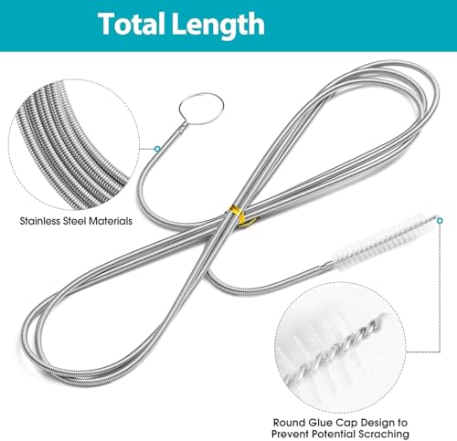 2 Pack 79" Flexible Pipe Cleaner Brush, Rustproof Bendable Drain Brush with Dual Bristles for Home, Bathroom, Car & Aquarium - color: 79inch