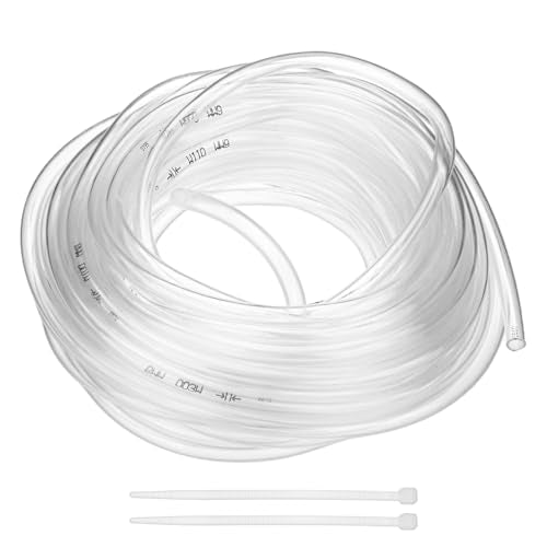 M METERXITY Vinyl Tubing 6mm ID x 8mm OD 50ft Flexible Plastic Tube with 2 Hose Ties, Lightweight Hybrid PVC Hose for Water Gardening/Airline/Aquarium Tubing [Clear] - size: 6mm ID x 50ft