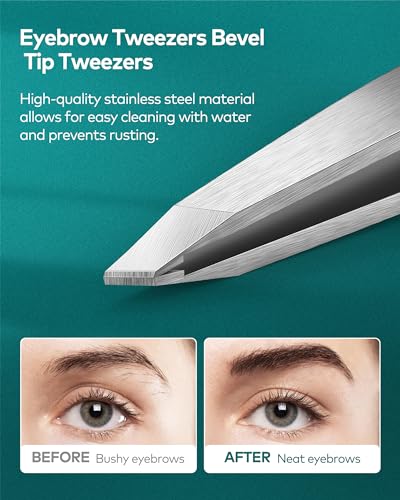 MR.GREEN Tweezers,Professional Precision Eyebrow Tweezers for Women and Men, Tweezers for Facial Hair Women, Stainless Steel Slanted Hair Removal Tweezers, Eyebrow Plucker, Ingrown hair tweezers - color: Sliver