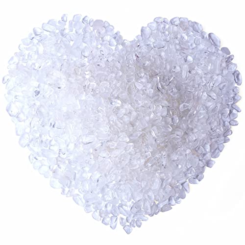 Clear Quartz Crystals Tumbled Stones Polished Rocks Chips Stone Crushed Crystal Healing Natural Gem Gravel Home Decoration mini Aquarium Tank Plants Small Vase Filler Landscape Bottom Ornament 250G - color: White - Clear Quartz, size: 0.55 Pound