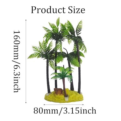 6 Inches Tall Palm Tree Artificial Aquarium Plants, Plastic Fish Tank Decorations for Freshwater and Saltwater Tanks - color: Green Yellow, size: 6 Inches