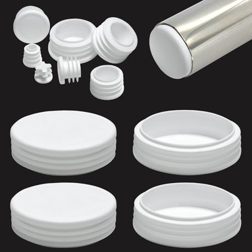 EASYEAH 2-5/8" (70mm) Plastic Hole Plugs White -Round Chair Leg Caps, Flush Mount Pipe Plugs, Tubing End Caps for Metal&Wood Legs Tube, Outdoor Furniture Feet caps & Table Plastic Plugs, 4 PCS - color: White, size: 4 PCS,2-5/8"