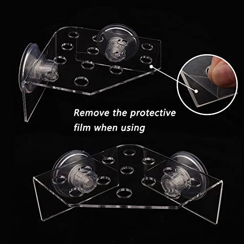 kcrygogo 13 Plug Holes Coral Frag Rack Clear Acrylic Holder Aquarium Fish Tank Button Coral Reef Broken Frame Enhanced Suction Cup (2 Pack)