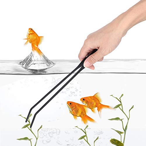 Aquarium Scissors Tweezers Stainless Steel Sharp Trimming Tools for Water Plants Maintenance in Fish Tank Landscape Tank 4 Pieces Set (Bent clamp)
