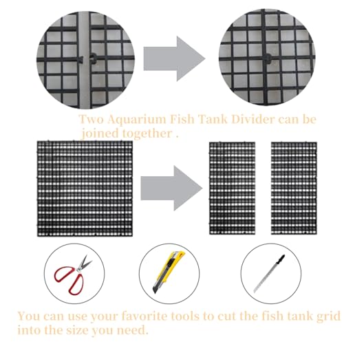 4pcs Aquarium Lid Hood Fish Tank Top Cover Terrarium Lid Plastic Grid Panel Egg Crate Grate with 6 Aquarium Glass Cover Board Clip Fish Tank Lid Anti-Jumping Net Cover (Black,11.6*11.6inch) - color: Black