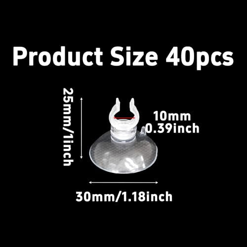 40PCS 10mm Aquarium Suction Cup Clips, Clear Airline Tube Holders for Fish Tank Air Hose, Clamps for Aeration Tubing Setup and Organization - size: 10mm
