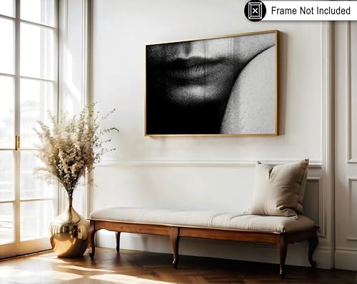 Monem Art Close-Up Portrait Print - The Lips And Line Poster - Woman Art - Monochrome Office, Living Room or Office Decor - 8x10 Unframed Wall Art by Andi Halil - color: Style-05, size: 8"L x 10"W