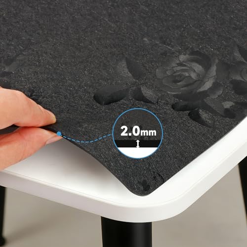 Floral Table Cover Protector Table Craft Mat, 42 x 60 Inch Upgraded 2.0mm Thick, Floral PVC Table Top Protector for Dining Room, Waterproof Black Desk Pad Mat, Easy to Wipe & Cut - size: 60" x 42" (Rectangular)