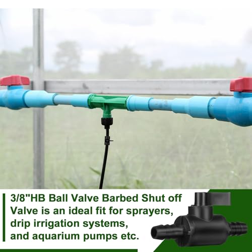 Briwooody 3 Pcs 3/8" Ball Valve Barbed Shut off Valve with 2 Way Hose Barb for Sprayer Drip Irrigation and Aquariums, Compatible with Fimco Sprayer