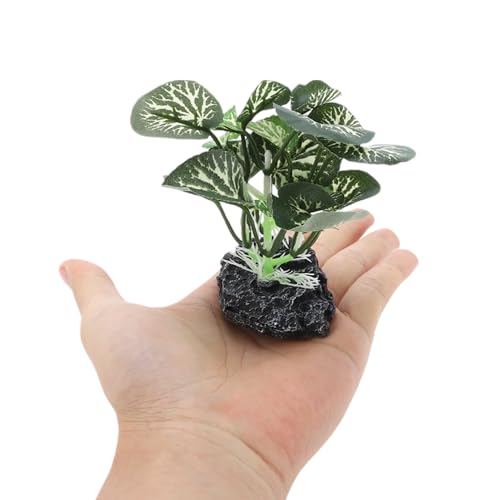 Aquarium Plastic Plants, Silk Aquarium Plants, Silk Plants for Betta Fish Tank, Plastic Plant Decoration for Aquarium, Green, Round Leaves, 3.94" Tall