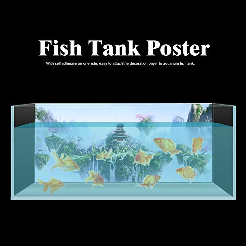 Zerodis Aquarium Background Poster, 3D PVC Adhesive Wallpaper Sticker Sky Castle Background Decoration for Fish (122 * 50cm) - size: 122*50cm