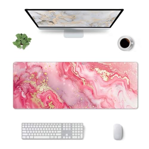 Pink Gold Marble Mouse Pad XL Large Mousepad Non Slip Rubber Base Desk Mat for Laptop Computer Gaming 31.5" X 12" - color: Pink Gold Marble