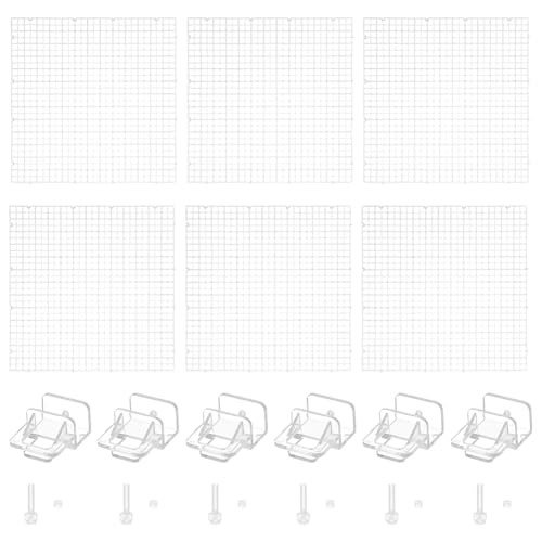 BENECREAT 6 Pcs Clear Aquarium Lid Hood, 11.7x11.7x0.3 Inch Square Fish Tank Top Cover, Plastic Grid Isolation Board with 6 Pcs Aquarium Plastic Cover Board Clips