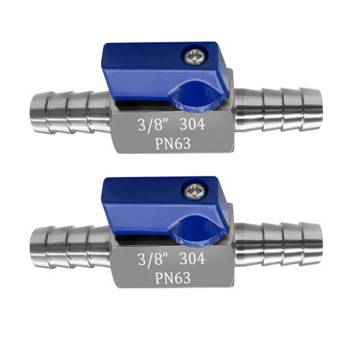 2PCS Stainless Steel 3/8" Mini Ball Valve Shut Off Valve 3/8" Hose Barb - size: 3/8" Hose Barb, style: Pack of 2
