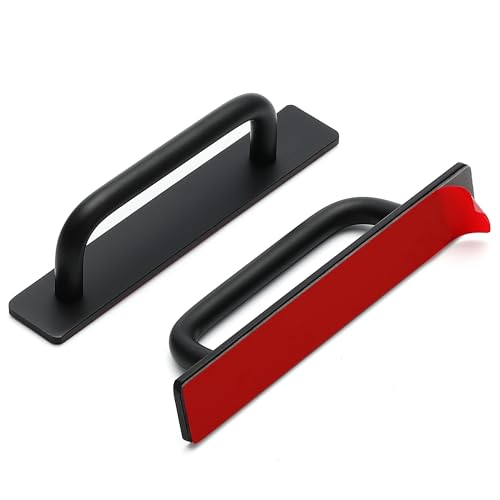 2 Pack Adhesive Handles Self Stick Instant Cabinet Handles 5.83" Stick on Cabinet Handles Drawer Push Pull Handles Helper Sliding Screen Door Handles for Sliding Closet Window Wardrobe - Black - color: Black, size: 5.83 In Length