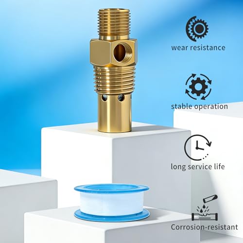 CV221513AV Air Compressor Check Valve Compatible with Campbell Hausfeld 1/2-inch NPT Male Threaded Air Tank x 3/8-inch Compressed Air Hose 1/8-inch NPT Unloader Replace One-way
