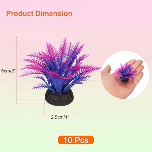 uxcell Aquarium Artificial Plants, 10 Pcs Fish Tank Plants Decorations Accessories Aquatic Ornaments Decor Water Grass, Purple-Green (Coco Leaves) - color: Purple-red