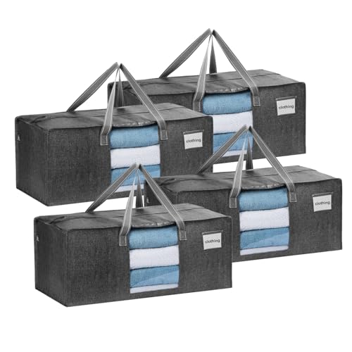 VENO 4 Pack Heavy Duty Moving Bags, Packing Bags with Clear Window, Alternative to Moving Boxes, Storage Bins for Clothes, Blankets, Comforters, College Dorm Essentials (Gray, 4 Pack) - color: Dark Gray, size: 4 Pack