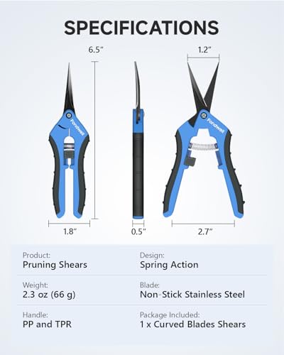 Fondwell 6.5" Trimming Shears Pruning Snips: Precise Gardening Scissors with Curved Micro Tip - Ideal for Tight Space Garden Work - style: Trimming Scissors (Curved Blades)