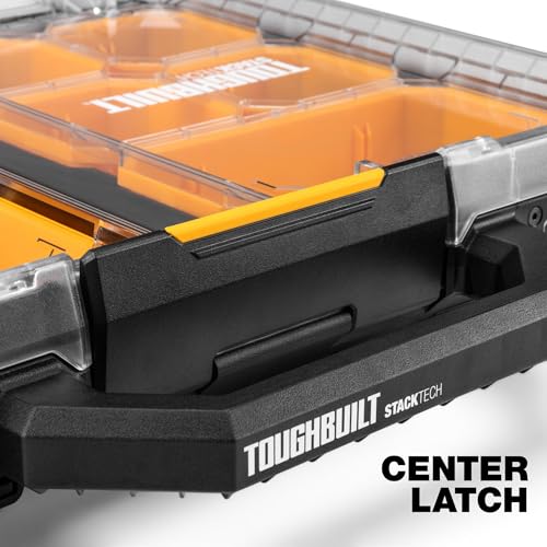ToughBuilt – StackTech Low Profile Organizer, Slim Modular Storage with Clear Lid, Auto-Locking System & Customizable Compartments (TB-B1-O-10) - size: Low Profile