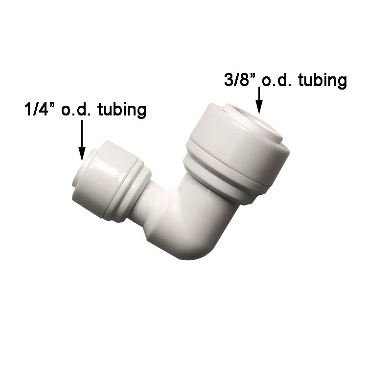 Malida 1/4" Tube to 3/8" Tube push fit elbow quick connect for RO water system (10, L-TT-0203) - size: L-TT-0203