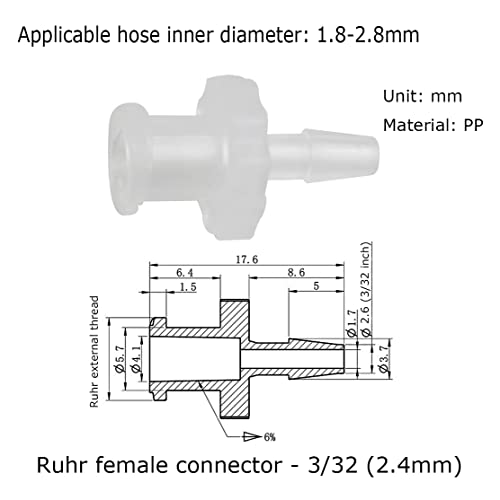 MEETOOT 10pcs Female Luer Lock 1/4" Polycarbonate Hose Barb Adapter for Laboratory Biochemical/Analytical Instruments, Food Machinery and Aquarium Equipment - size: 1/4Inch