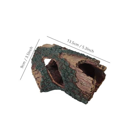 Aquarium Decaying Trunk Ornament, Resin Fake Logs Fish Tank Decor with Holes, 5.3 inch Driftwood Wood Decorations Ornament, Hollow Betta Hideout Reptile Hideaway Caves, Turtle Tree Trunk Hide Cave