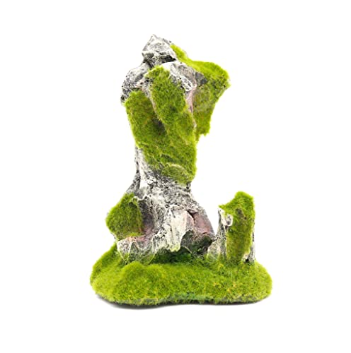 NW Wholesaler 6.75 Inch Fish Tank Mossy Rock Fish Tank Decoration - Fish Hideaway for Saltwater and Freshwater Aquarium Decor - style: Mossy Rock