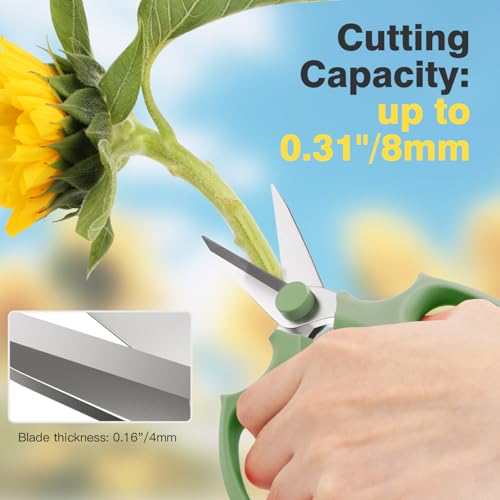 Housolution Flower Scissors, Strong Floral Shears,3PCS Premium Steel Garden Pruning Shears Floral Fruits Leaf Scissors Hand Pruner Snip Trimming Tool for Gardening Flower Arrangement, Green - color: Pointed-avocado Green, size: 3 Pack