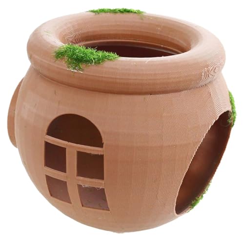 Betta Hammock Floating Hideout House with Artificial Moss Suction Cup Mount, 3D-Printed PLA Aquarium Decor Rest Cave Toy for Betta Fish Tank Accessories