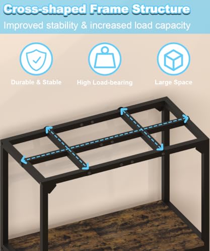 Mondazie 20 Gallon Fish Tank Stand, Upgraded Height Aquarium Stand Table with 2 Tiers Storage Shelf, Metal Reptile Breeder Turtle Terrarium Stand Rack for Home Office, 24" L x 12" W x 32.2" H, Black