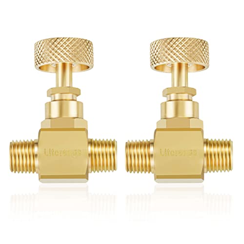 Litorange 2 Pack Heavy Duty Brass Replacement Control Needle Valve 1/4" Male NPT X 1/4" Male NPT Connection - size: 2PCS 1/4 Male x Male