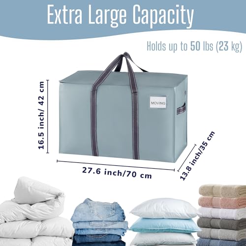 VENO 6 Pack Heavy Duty Moving Bags, Extra Large Storage Bags with Reinforced Handles & Strong Zippers, Foldable & Reusable Moving Box Alternative for Clothes & Dorm Storage - color: Light Blue Matte, size: 6 Pack