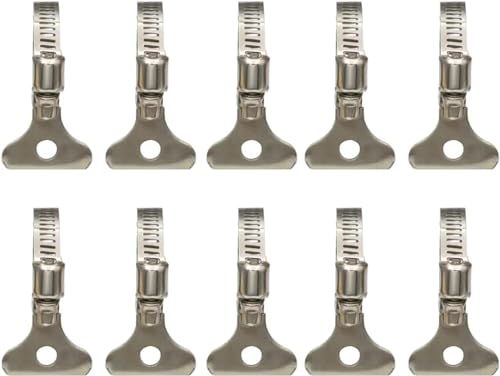 10-Pack 304 Stainless Steel Hose Clamps with Adjustable Thumb Screw, Key-Type Design, 8mm Bandwidth, Ideal for Plumbing, Automotive, and Machinery Applications (Size:21-38 mm(13/16"-1 1/2") - size: Size:21-38 mm(0.827"-1.496")