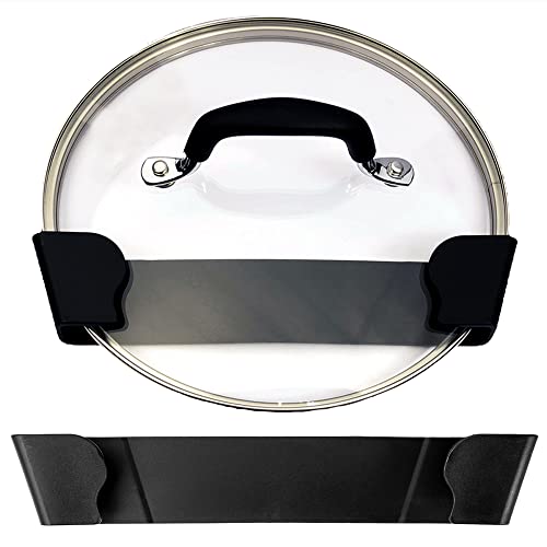 Maplefield Adjustable Pot Lid Organizer - Adhesive Mounting & Cabinet Door Storage - Space-Saving Lid Storage & Cabinet Organizer - Two Sizes for Home Organization - 2-Pack, 6" & 9", Black