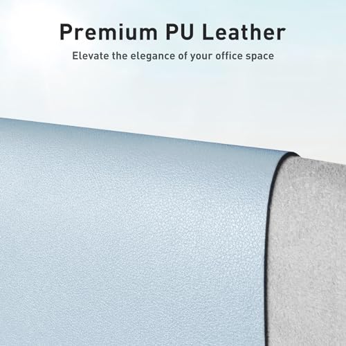 Aothia Leather Desk Pad Protector, Mouse Pad, Office Desk Mat, Non-Slip PU Leather Desk Blotter, Laptop Desk Pad, Waterproof Desk Writing Pad for Office and Home (23.6" x 13.7", Baby Blue) - color: Baby Blue, size: 23.6" x 13.7"