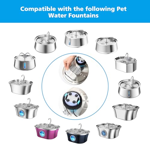 Cat Water Fountain Filter,Pet Fountain Filters Replacement for 3.2L/108oz Cat Drinking Fountain and 4L/134oz Stainless Steel Pet Water Fountain,Cat Fountain Filter Replacement with Pre-Filter Sponges