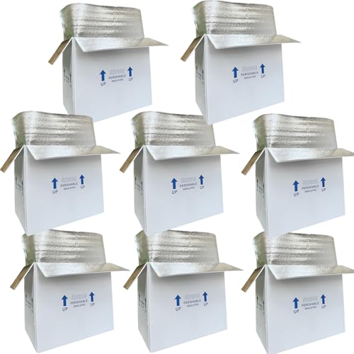 Insulated Cold Shipping Boxes with Liners, 8 Pack 19'' x 12'' x 16'', for Perishable Frozen Food, White (TB191216L-8) - size: 19x12x16'', style: 8 Pack
